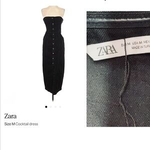 Zara Midnight Black Jean Strapless Gown